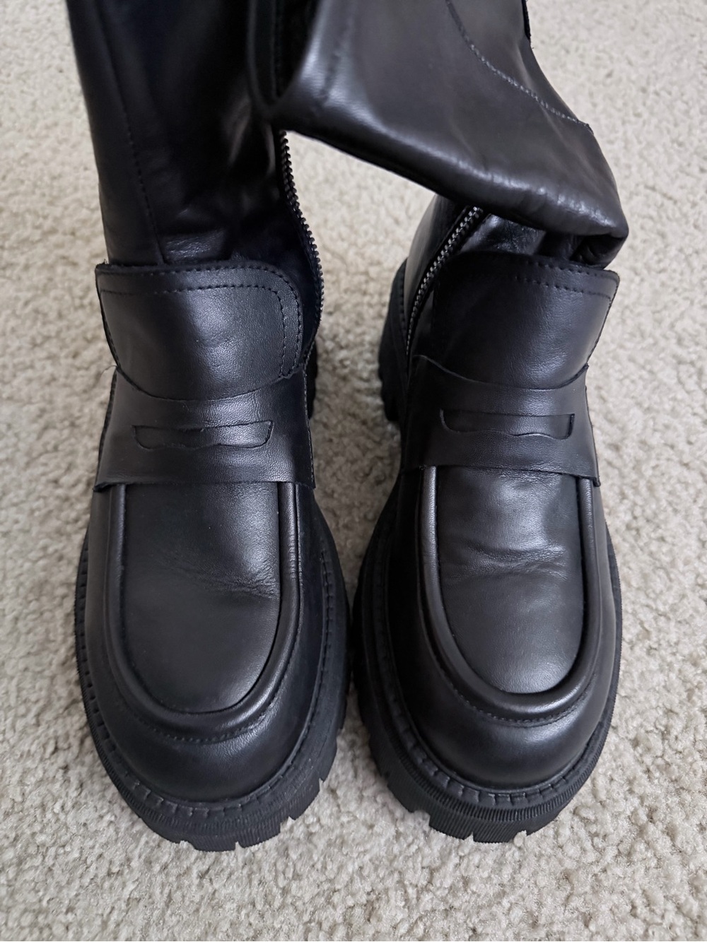 Free People Black zip-Up Leather Mid-Calf Boots - Picture 2 of 5